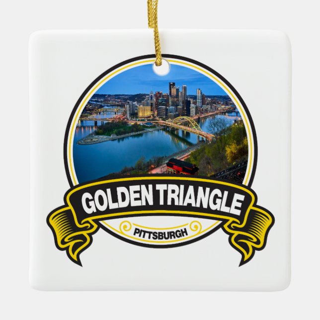 Golden Triangle Pittsburgh Travel Badge Julgransprydnad Keramik (Framsida)