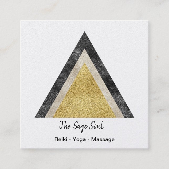Golden Triangles Simulated Foil och Glitter Fyrkantigt Visitkort (Framsida)