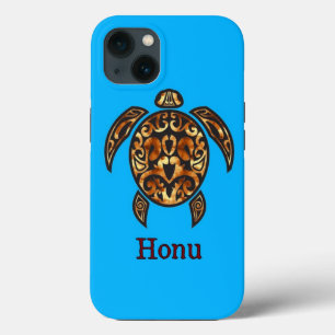 Golden Tribal Hawaiian Sea Turtle på Ocean Blue