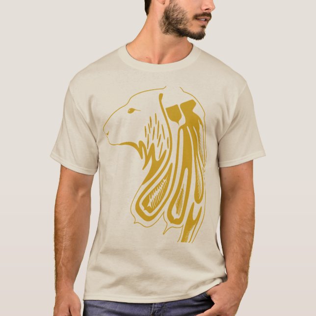 Golden Tribal Varg Head - Luxury Animal Design T Shirt (Framsida)