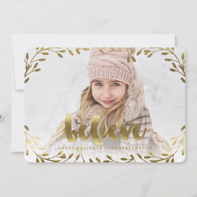 Golden Tro | Whimsical WAN Helgdag Card Julkort (Framsida)