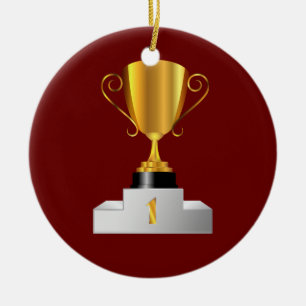 Golden trophy kopp julgransprydnad keramik