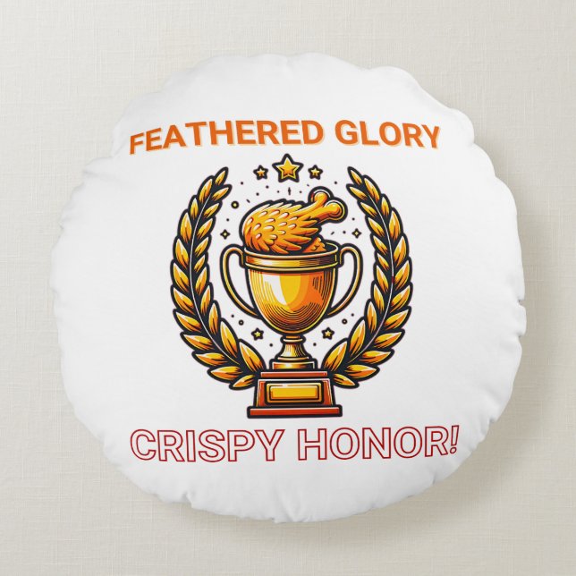 Golden Trophy with Chicken Drumstick Rund Kudde (Framsidan)