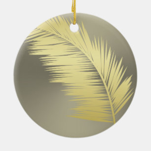Golden Tropical Handflatan löv Julgransprydnad Keramik