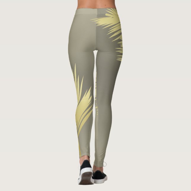 Golden Tropical Handflatan löv Leggings (Baksida)