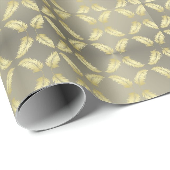 Golden Tropical Handflatan löv Presentpapper (Rullad Hörn)