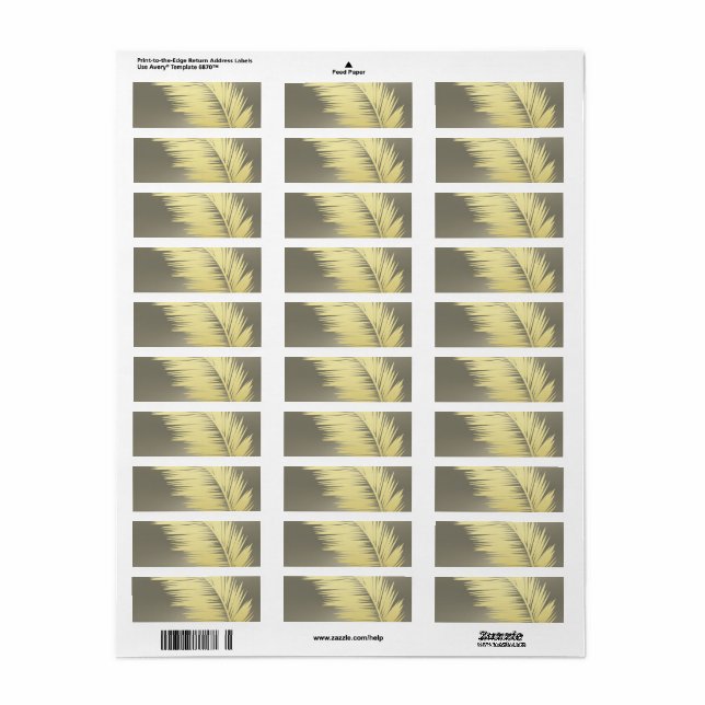 Golden Tropical Handflatan löv Returadress Etikett (Helt Ark)