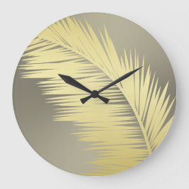 Golden Tropical Handflatan löv Stor Klocka