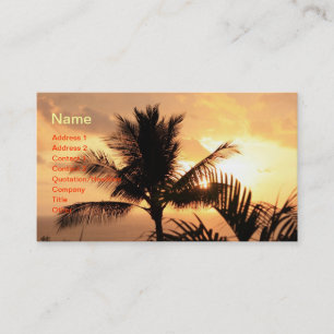 Golden Tropical Sunset och Handflatan Träd Affär Visitkort