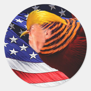 Golden Trump Bird USA flagga Round Sticker Runt Klistermärke