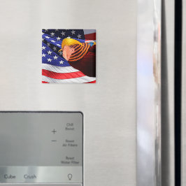 Golden Trump Bird USA flagga Square Magnet