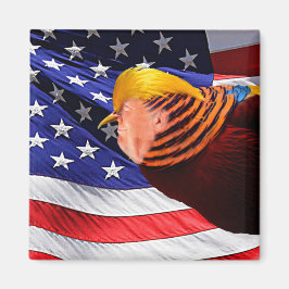 Golden Trump Bird USA flagga Square Magnet