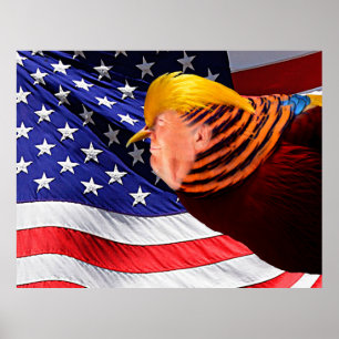 Golden Trump Bird USA flagga Value Poster