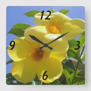 Golden Trumpet Flowers I Fyrkantig Klocka