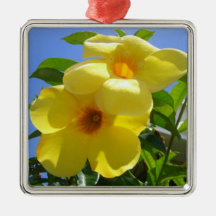 Golden Trumpet Flowers I Julgransprydnad Metall