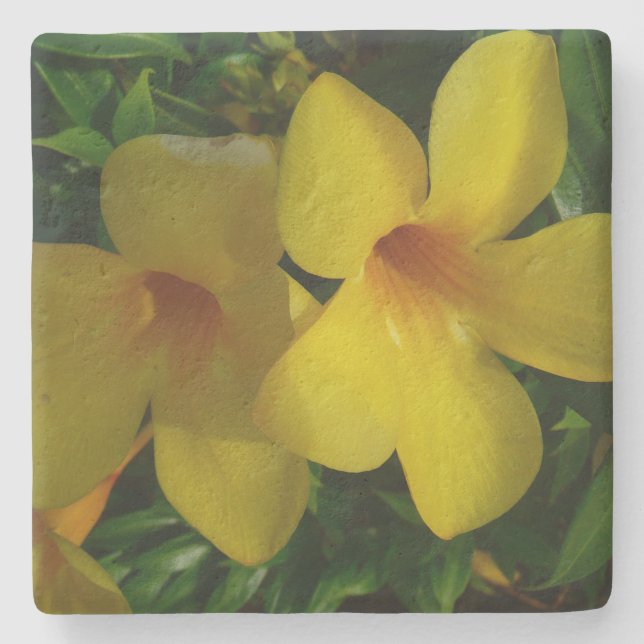 Golden Trumpet Flowers II Tropical Underlägg Sten (Framsidan)