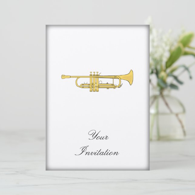 Golden Trumpet Music Theme Inbjudningar (Stående Fram)