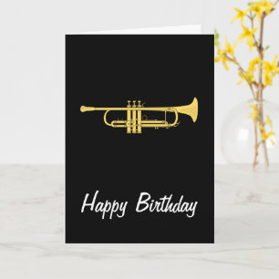 Golden Trumpet Music Themme Birthday Card Kort