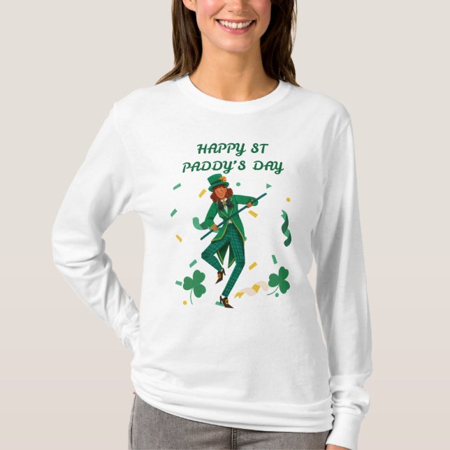 "Golden Tur - St. Patrick's Långärmad Tee" T Shirt (Framsida)