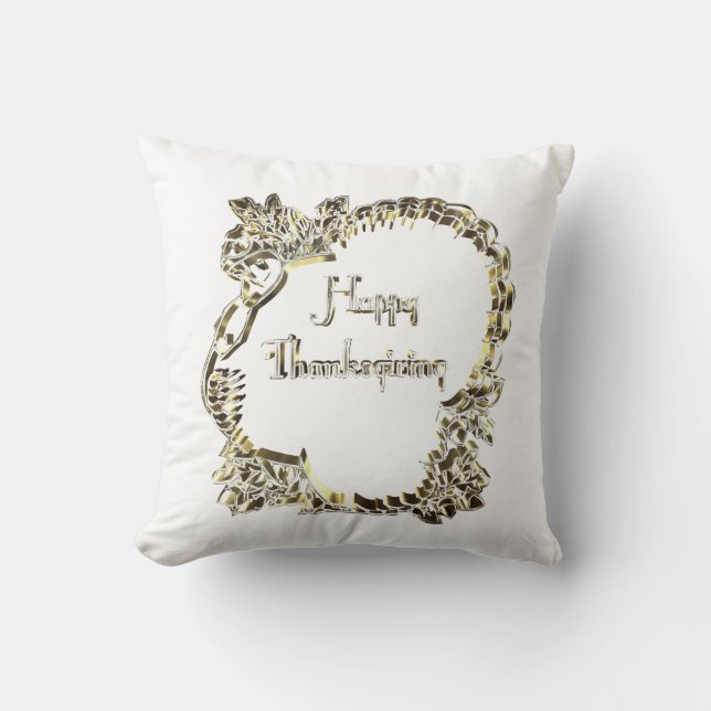 Golden Turkey Happy thanksgiving Typography Kudde (Framsida)