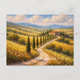 Golden Tuscan Countryside Villa Landscape Vykort