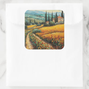 Golden Tuscany Dreams Fyrkantigt Klistermärke