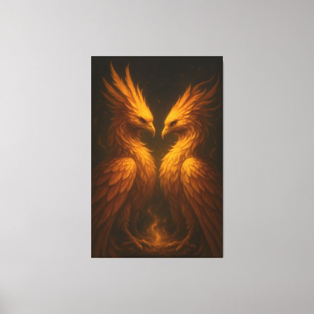 Golden Twin Phoenix • Luxury Fine Art Canvas (Framsida)