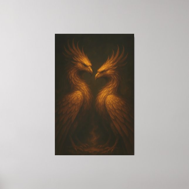 Golden Twin Phoenix • Luxury Fine Art Canvas (Framsida)