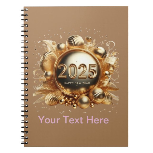 Golden typography gott nytt år 2025 anteckningsbok (Framsidan)