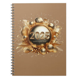 Golden typography gott nytt år 2025 för henne anteckningsbok