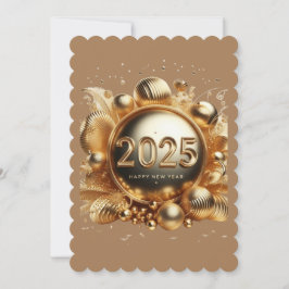 Golden typography gott nytt år 2025-gåva julkort