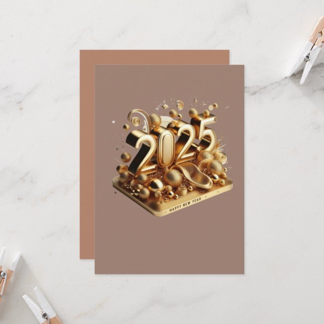 Golden typography gott nytt år 2025 inbjudningar (Fram/Back In Situ)