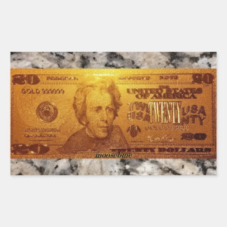 Golden U.S. 20 dollar Bill Front Rektangulärt Klistermärke