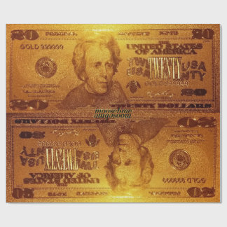 Golden U.S. 20 dollar Bill Reflection Presentpapper