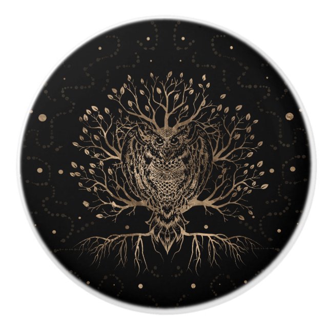 Golden Uggla Träd Knopp (Framsidan)