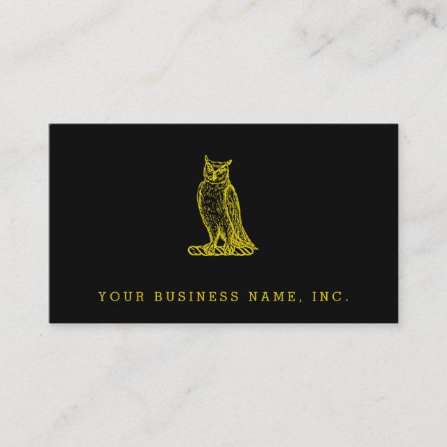 Golden Uggla Vapensköld Letterpress Stil Visitkort (Framsida)