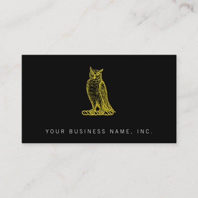 Golden Uggla Vapensköld Letterpress Stil Visitkort (Framsida)
