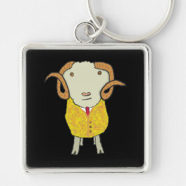 Golden Ull Fyrkantig Silverfärgad Nyckelring