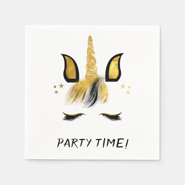 Golden Unicorn Anpassade Party Time Pappersservett (Framsidan)