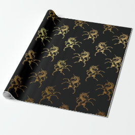 Golden Unicorn Black Metallic Heralds Princess Presentpapper