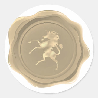 Golden Unicorn Faux Vax Seal Runt Klistermärke