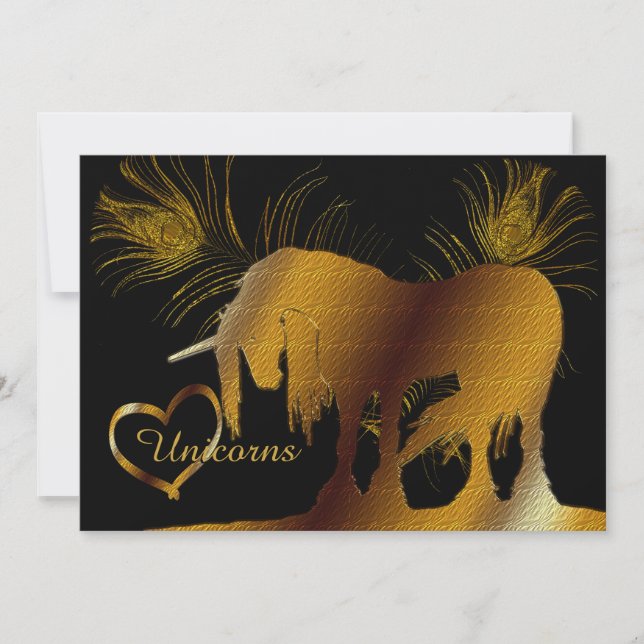 Golden Unicorn Inbjudningar (Framsida)