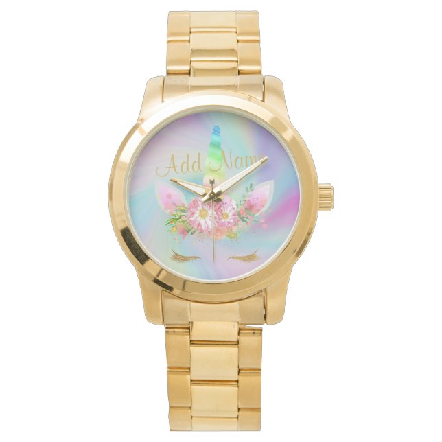 Golden Unicorn Rainbow Guld Watch Armbandsur (Framsida)
