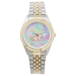 Golden Unicorn Rainbow Two Tone Watch Armbandsur