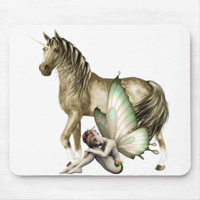 Golden Unicorn & Shy Fairy Mousepad Musmatta (Framsidan)