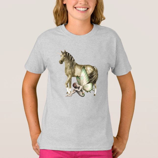 Golden Unicorn & Shy Fairy Shirt Tee (Framsida)