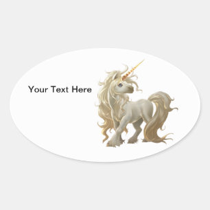 Golden Unicorn Sticker Ovalt Klistermärke