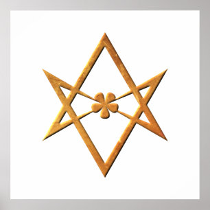 Golden Unicursal Hexagram - den temiska symbolen Poster