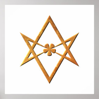 Golden Unicursal Hexagram - den temiska symbolen Poster