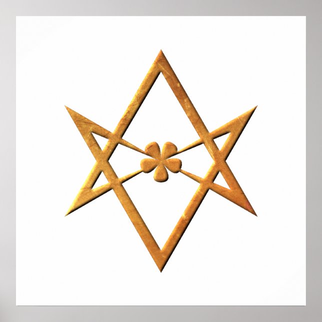 Golden Unicursal Hexagram - den temiska symbolen Poster (Framsidan)